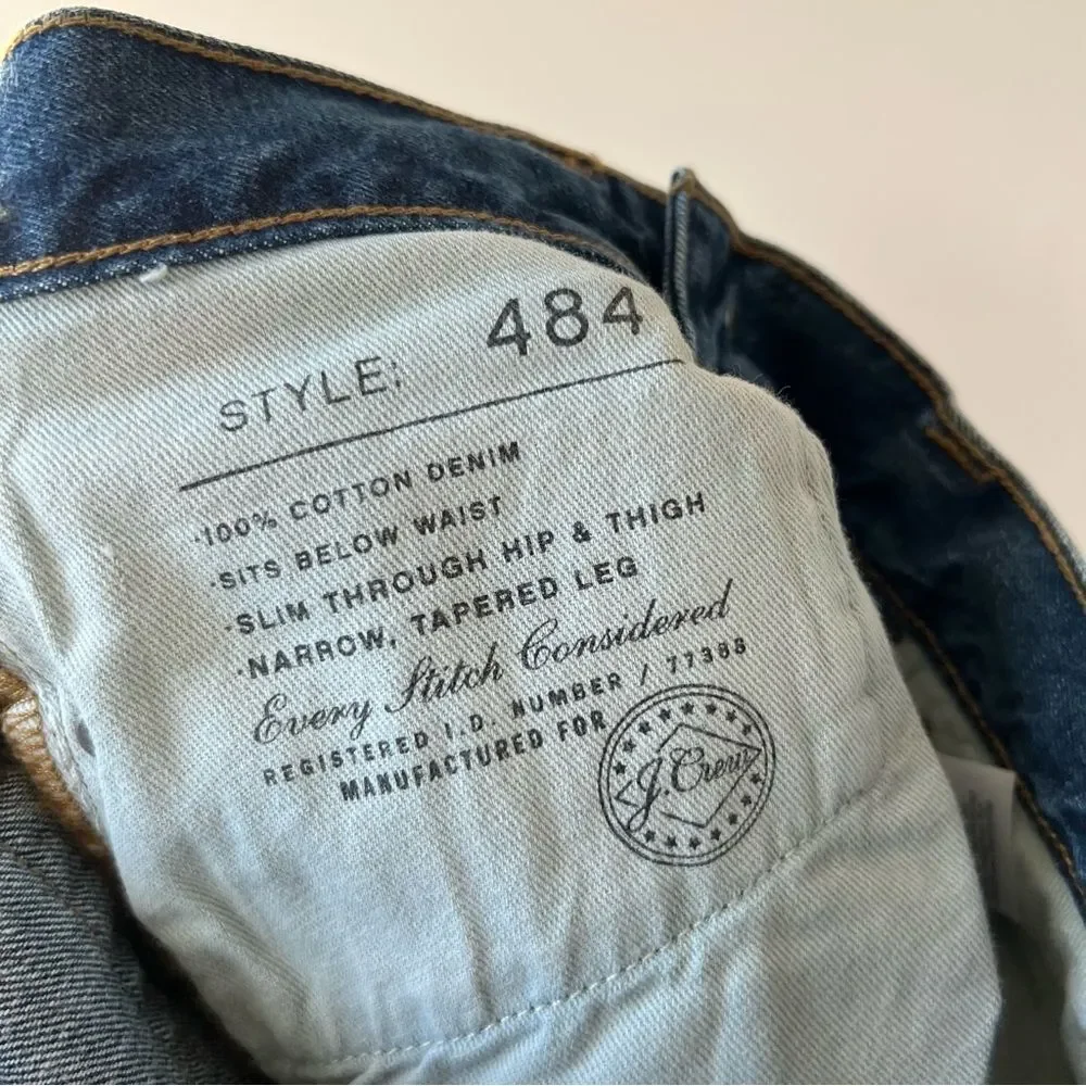 NEW J. Crew Men's 484 Slim Fit Jean in Three Year Wash